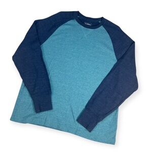 LL Bean Mens Long Sleeve Crewneck Colorblock Raglan Shirt Blue Size XL